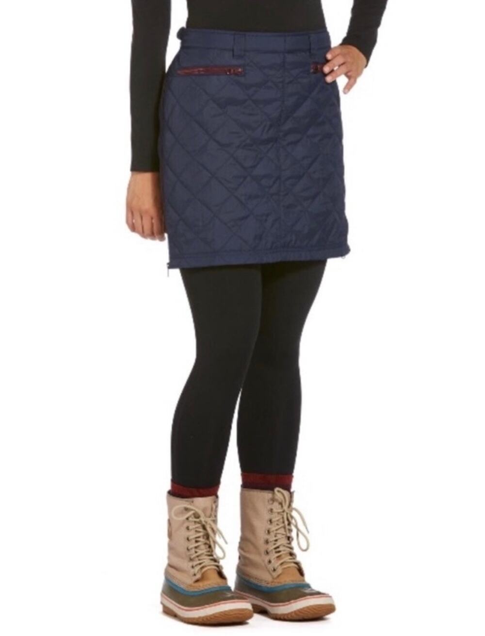 Duluth Trading Company P.S.I. Packable Quilted Insulated Skirt Navy Size Large